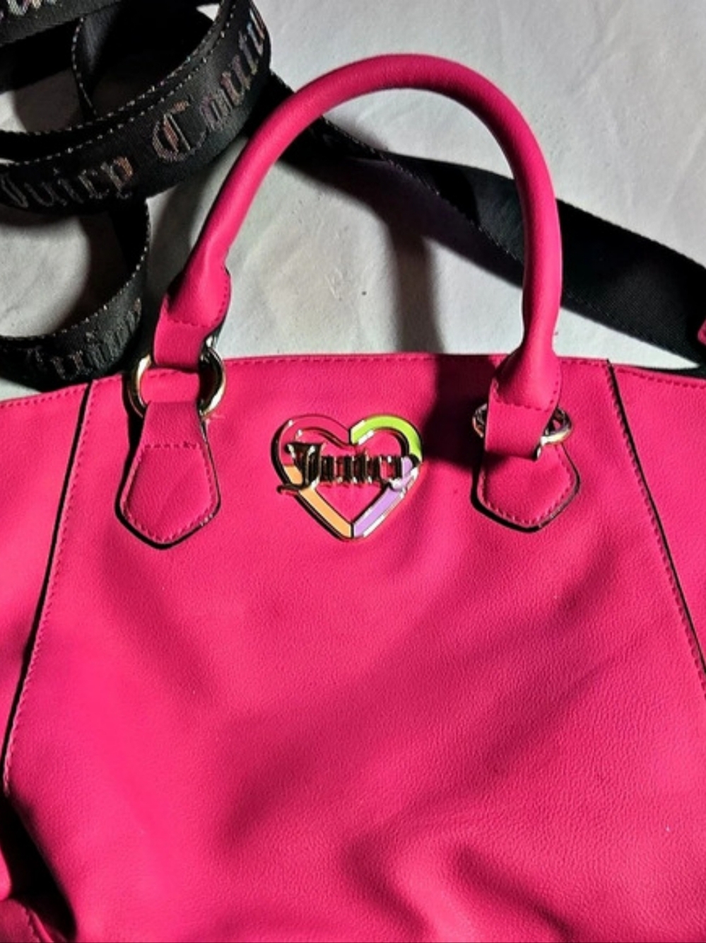 Juicy Couture Hot Pink Heart Logo Satchel Shoulder Bag